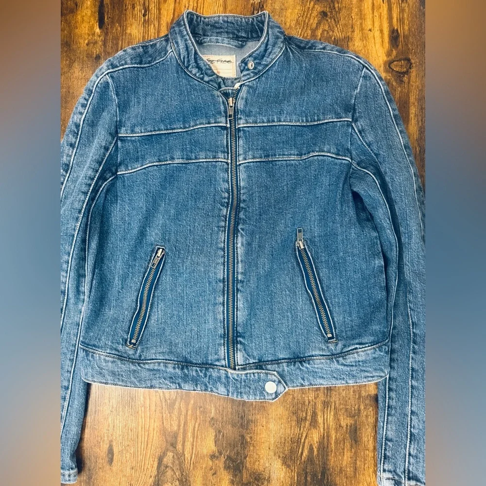 Free People Fast Lane Denim Moto Jacket Size: XS NWOT